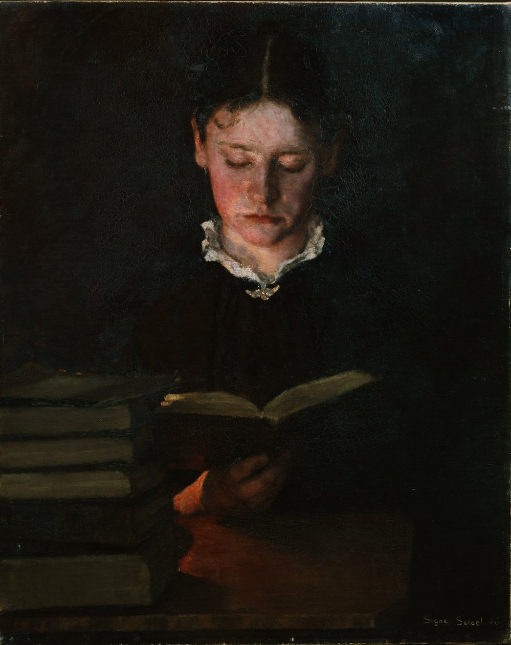 Reading Woman by Signe Scheel: Premium art reproduction
