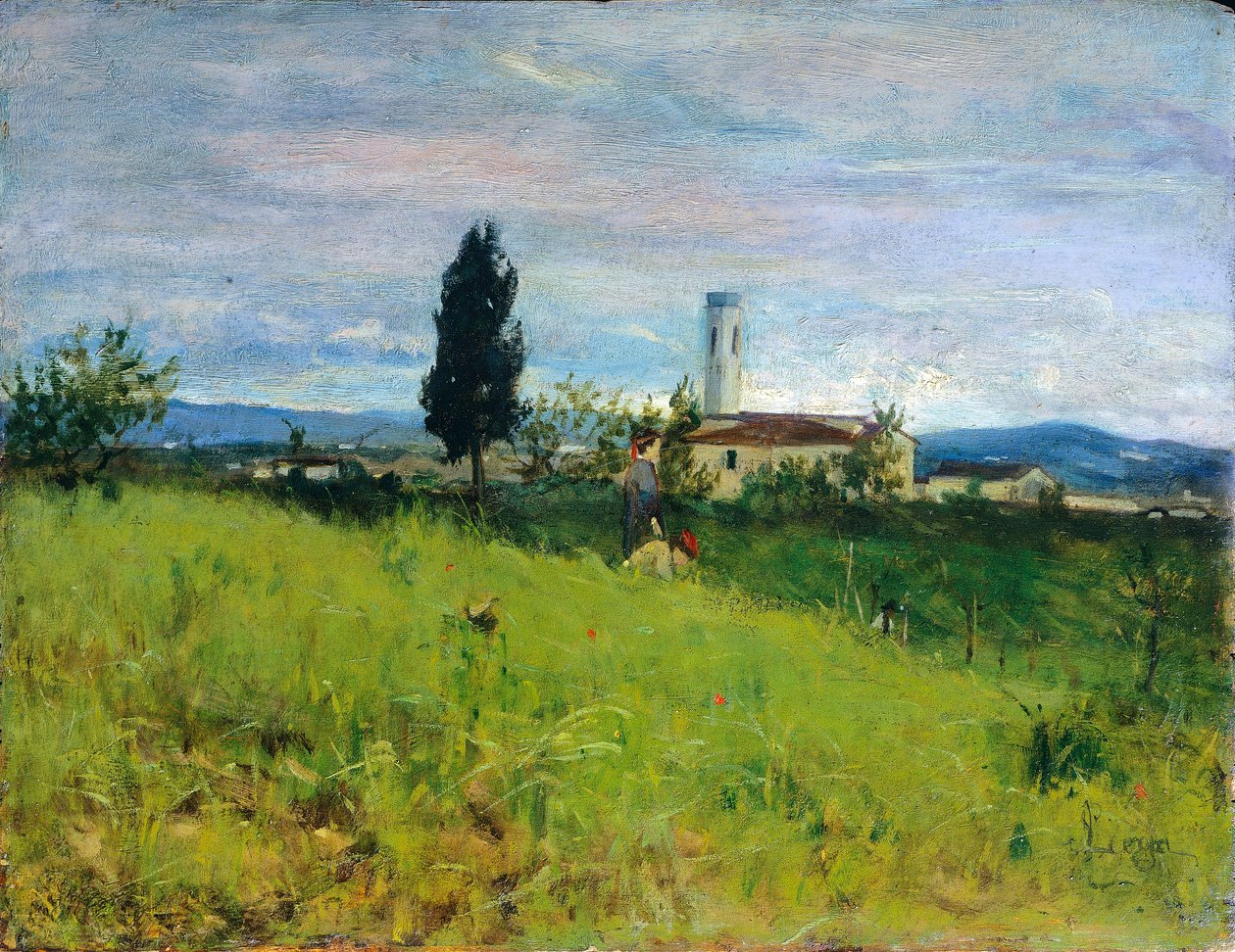 Church in Country by Silvestro Lega