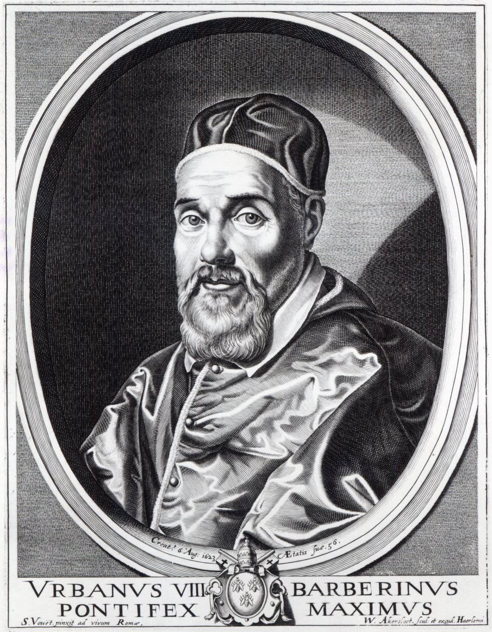 Pope Urban VIII, engraved by Willem Outgertsz Akersloot by Simon Vouet