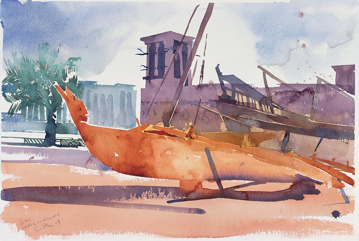 Dubai, Boats and Wind Towers, 2004 by Simon Fletcher
