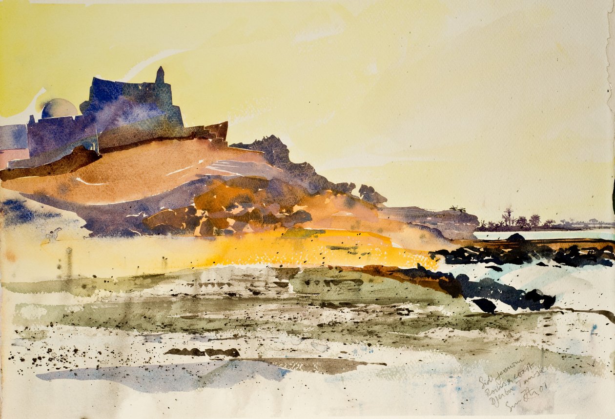 Sidi Jemour, rocks and coast, Djerba Tunisia, 2000 by Simon Fletcher