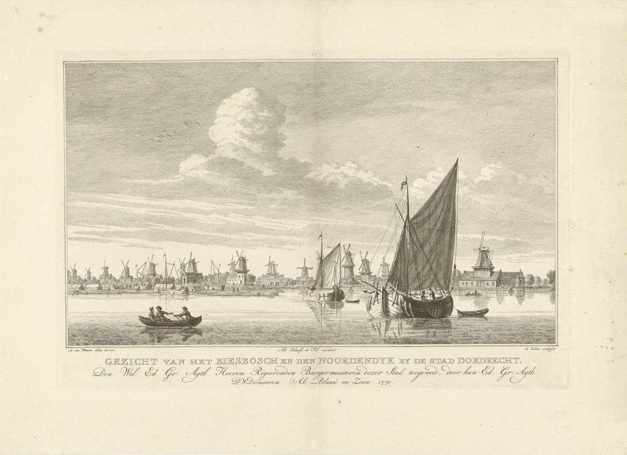 View of the Biesbosch and the Noordendijk near Dordrecht by Simon Fokke