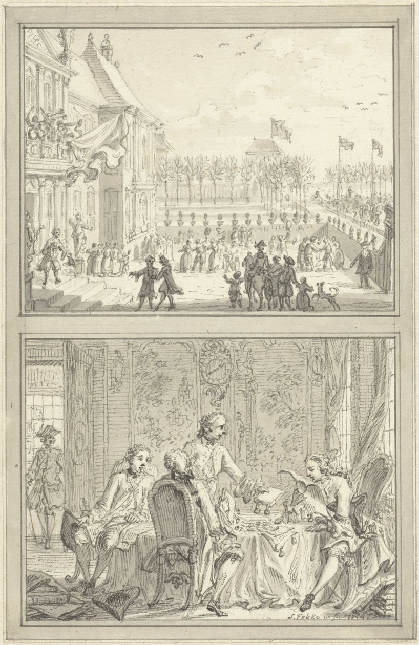 Palace Honselaarsdijk Changes Owner / Sale of the Prussian Lordships to Anna of Hanover, 1754 by Simon Fokke
