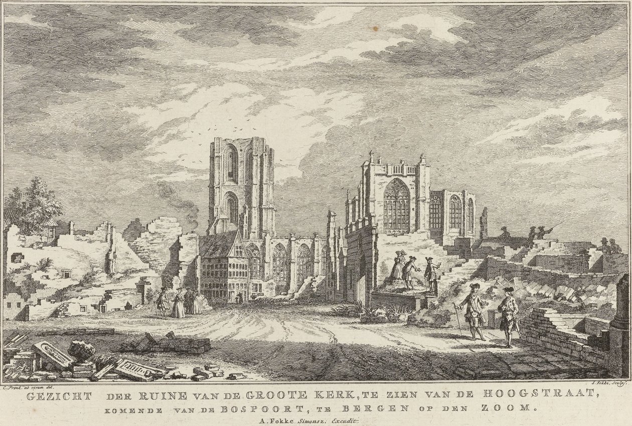 Ruins of the Great Church of Bergen op Zoom, 1748 by Simon Fokke