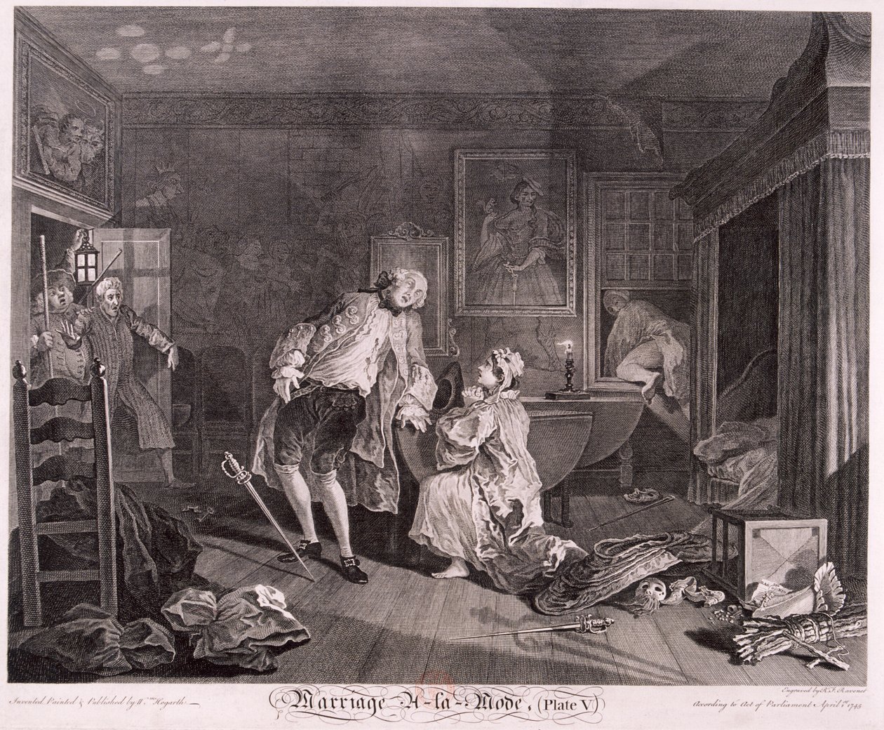 Marriage a la mode, Plate V, 1745 by Simon Francois Ravenet