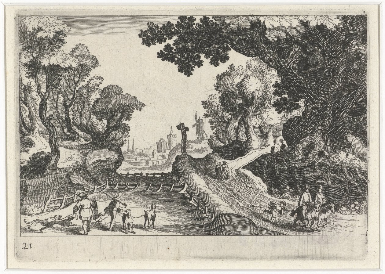 Forest Landscape with a Cross Along a Path by Simon Frisius
