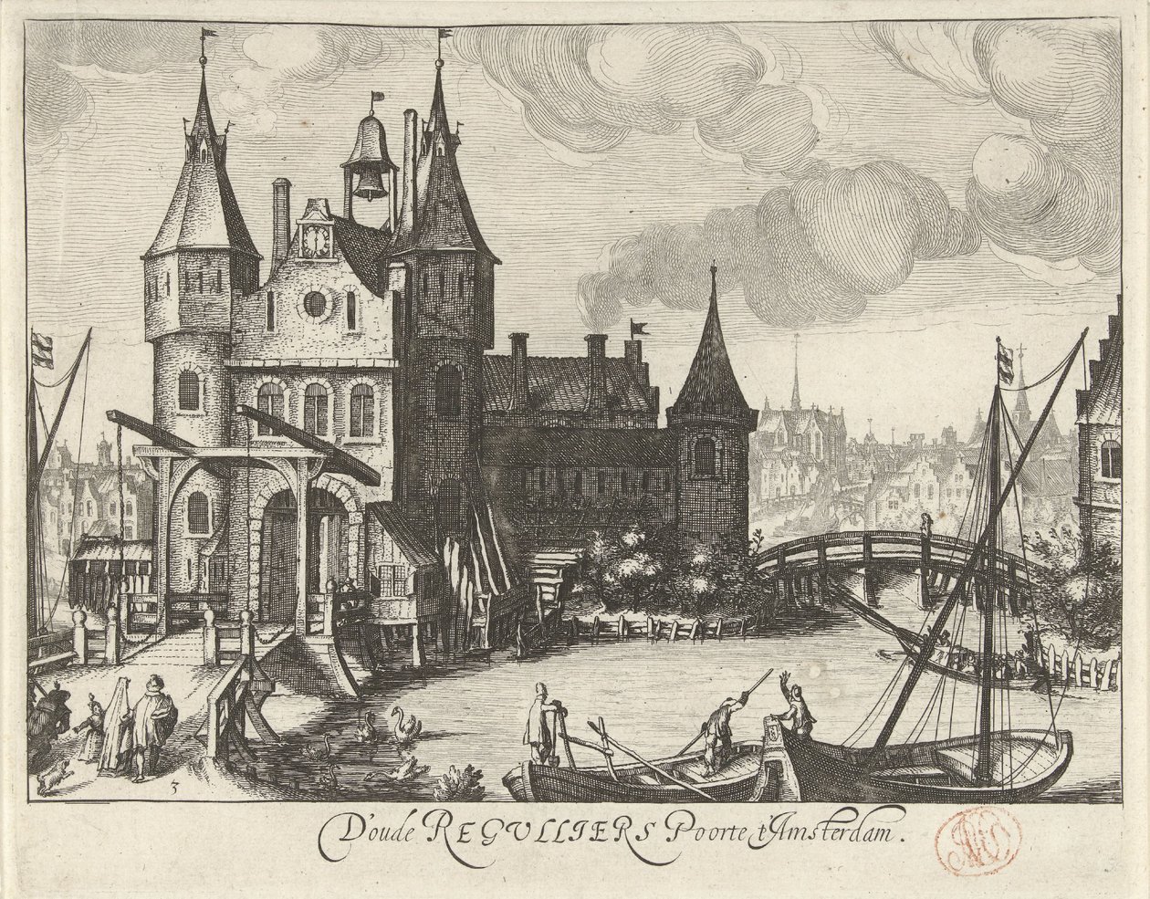 View of the First Regulierspoort in Amsterdam by Simon Frisius