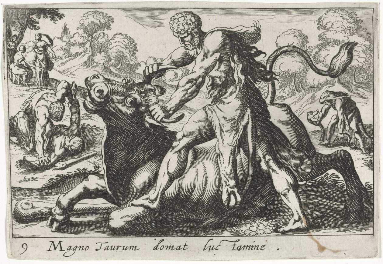 Hercules Fighting Achelous (series title: Herculean Themes) by Simon Frisius