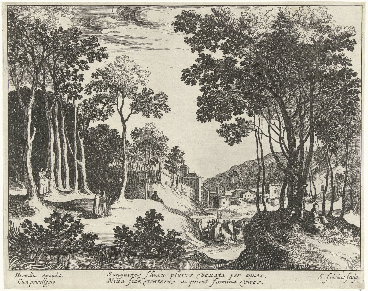 Landscape with Christ and the Healing of the Bleeding Woman (Landscapes with Scenes from the Life of Christ) by Simon Frisius