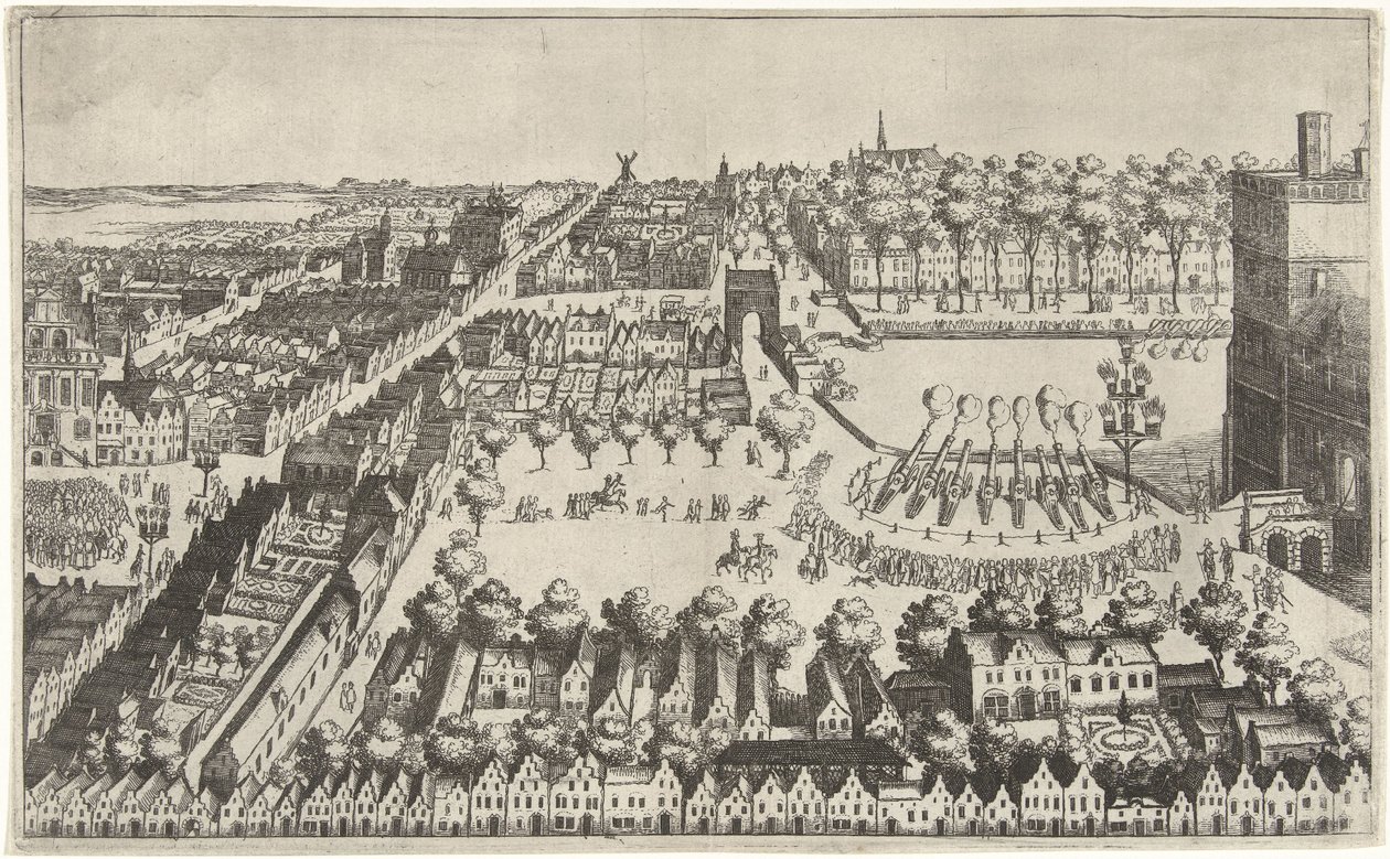 Bonfires in The Hague after the Proclamation of the Truce, 1609 by Simon Frisius