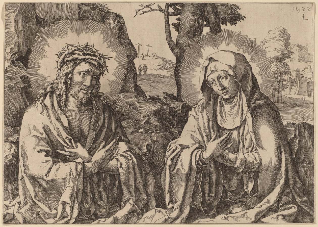 The Savior and the Virgin by Simon Frisius after Lucas van Leyden