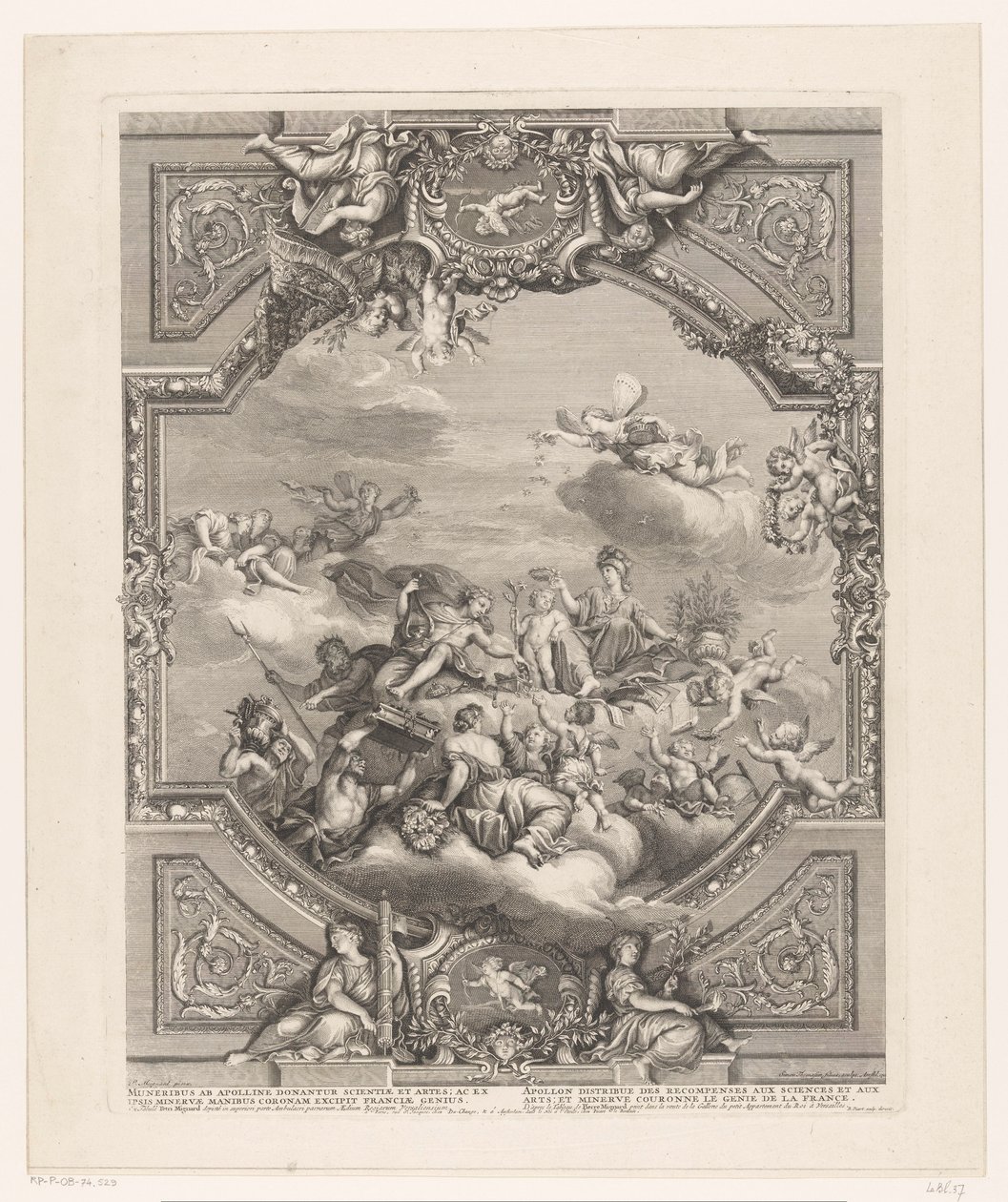 Ceiling Painting in Versailles: Apollo Distributes Rewards to Arts and Sciences, Minerva Crowns the Genius of France by Simon Henri Thomassin