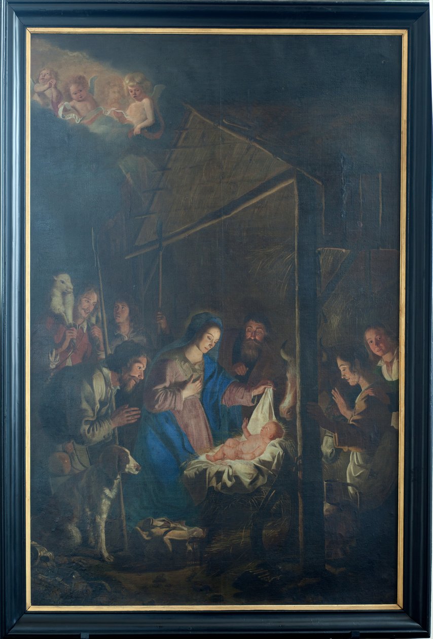 Parish church (Onze-Lieve-Vrouw-Hemelvaartkerk). Interior. Christmas scene by Simon II de Pape