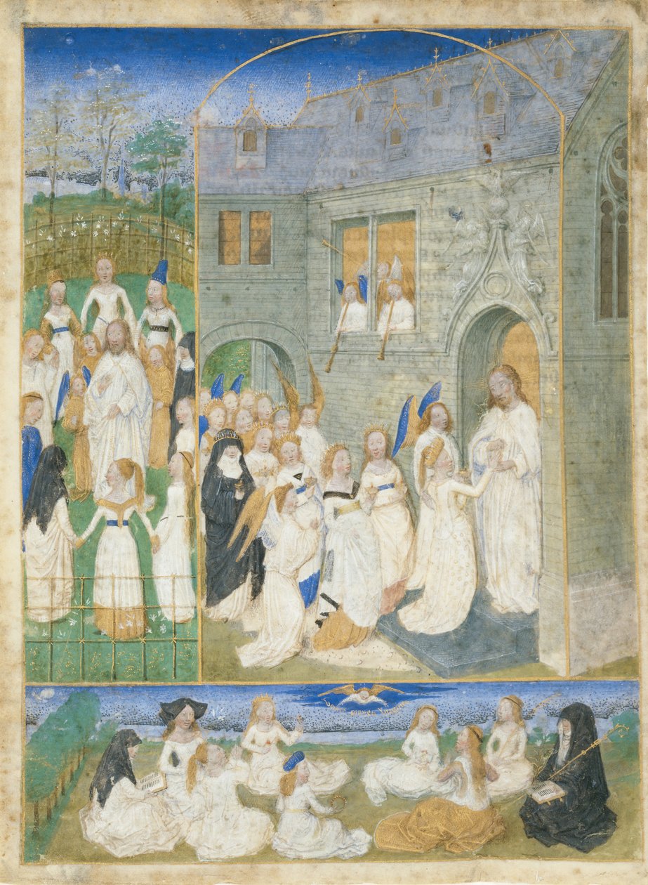 The Holy Virgins Greeted by Christ as They Enter the Gates of Paradise by Simon Marmion