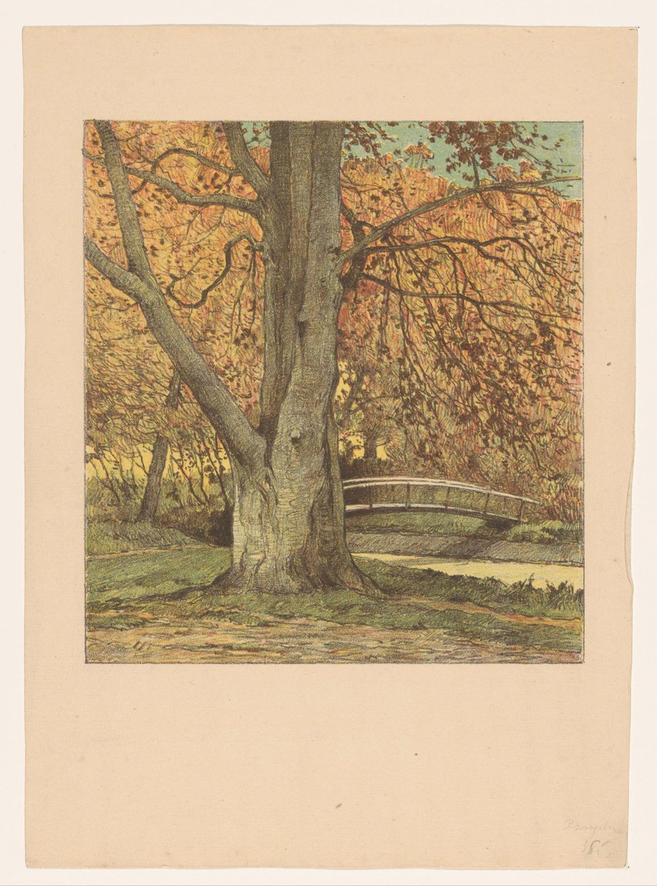 Tree by a Stream in Autumn by Simon Moulijn (attributed to)
