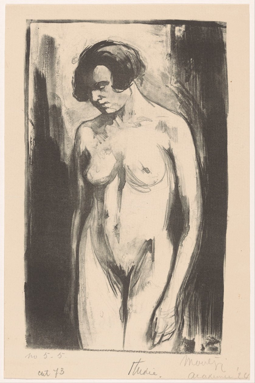 Study of a Standing Naked Woman by Simon Moulijn (signed by artist)