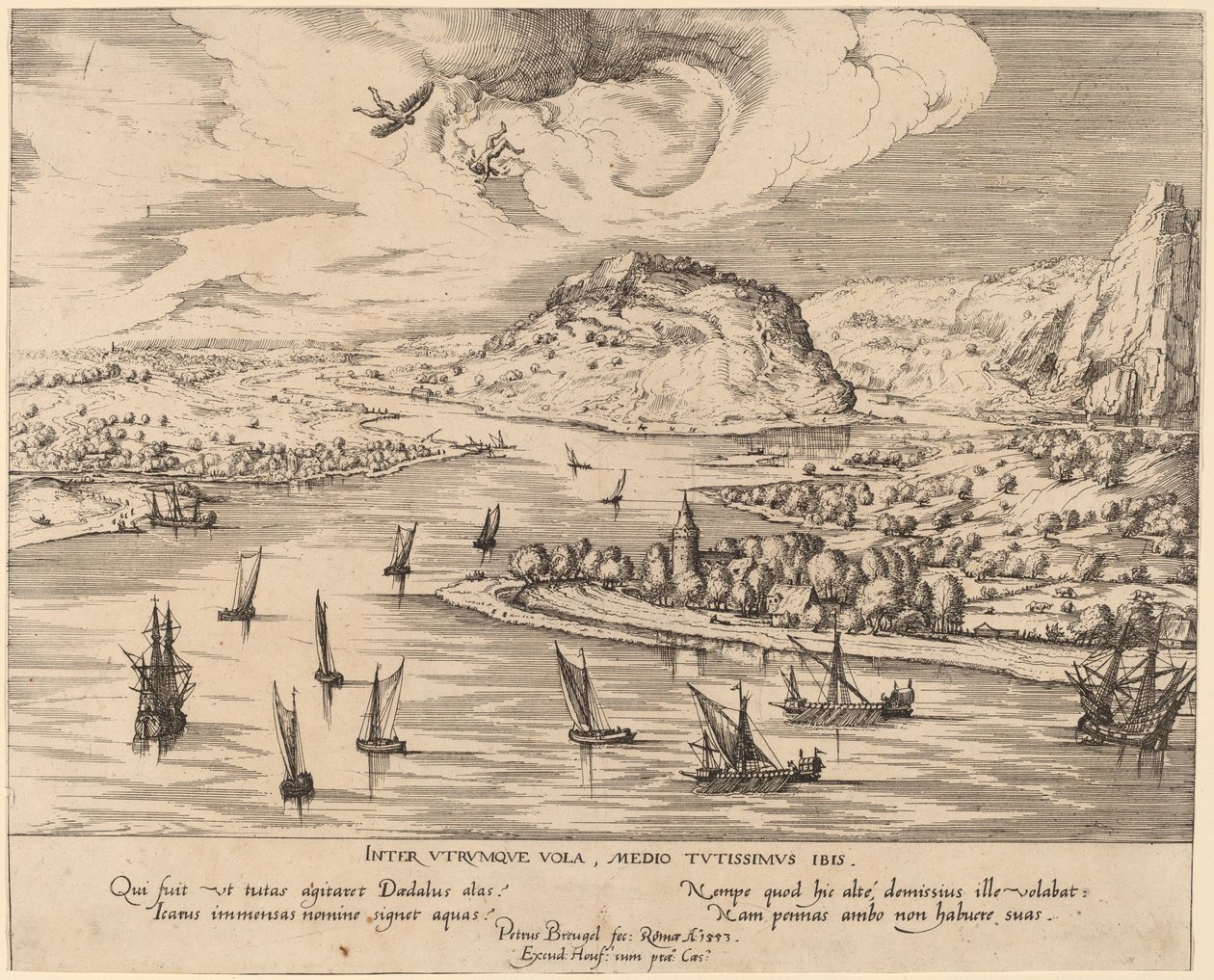 River Landscape with the Fall of Icarus by Simon Novellanus after Pieter Bruegel the Elder