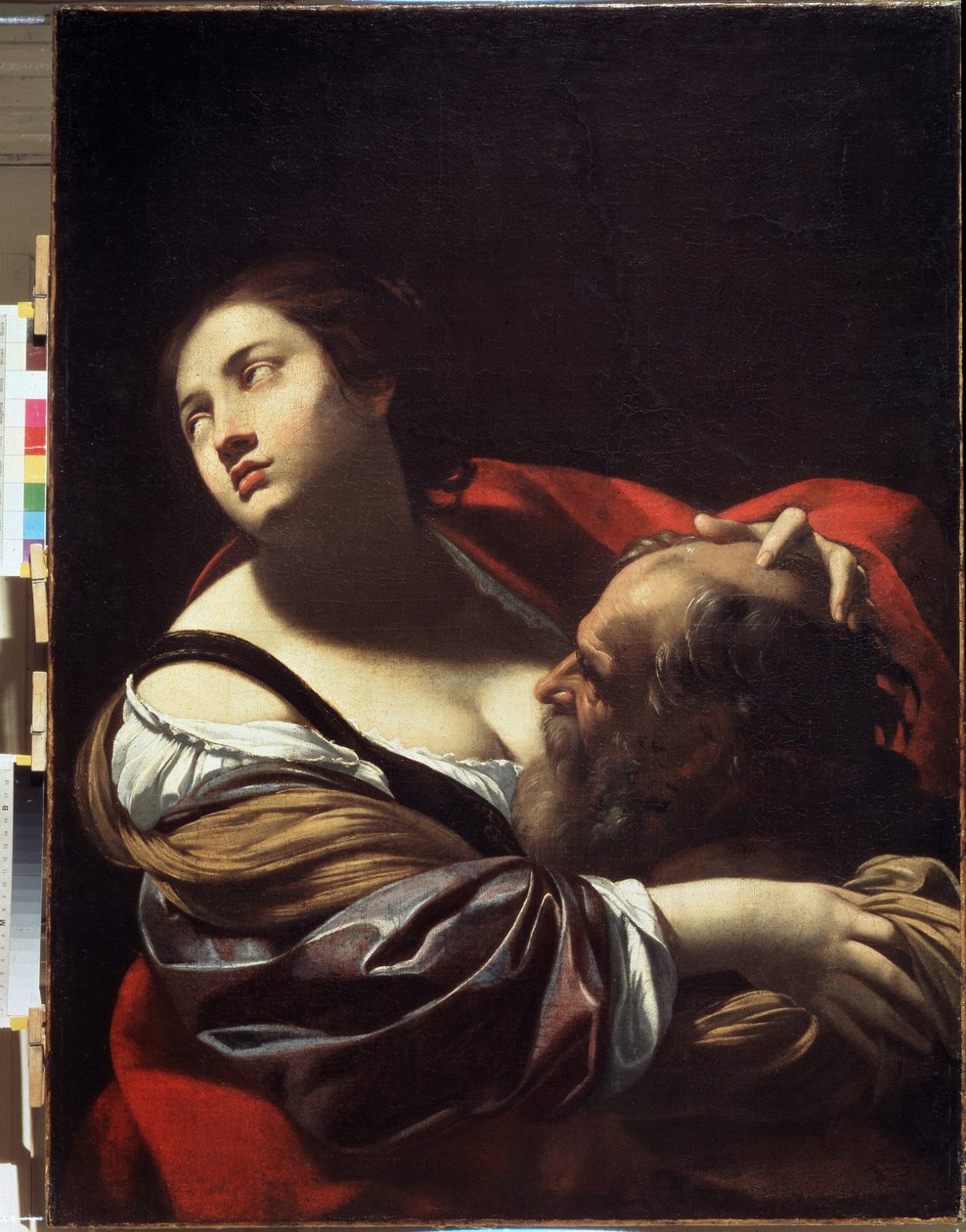 La charite romaine (Roman charity). Cimon condamne a mourir de faim en prison se nourrit du sein de sa fille Pero. Peinture de Simon Vouet (1590-1649). Huile sur toile, vers 1620. Art francais, style baroque. State Regional I. Pozhalostin Art Museum, Ryasa by Simon Vouet