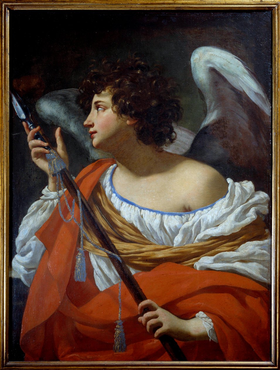 The angel carrying the spear having pierced the heart of Christ and the sponge soaked in vinegar by Simon Vouet
