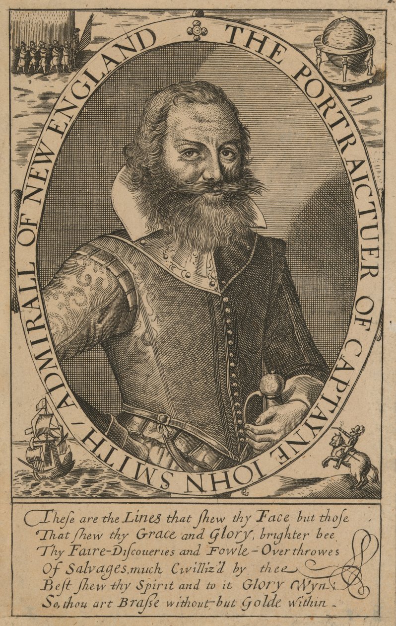 John Smith, c.1617 (engraving) by Simon de (after) Passe