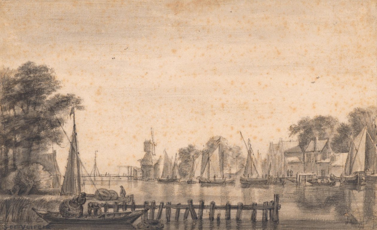 The Vecht at Weesp with Mill "The Stinker" by Simon de Vlieger