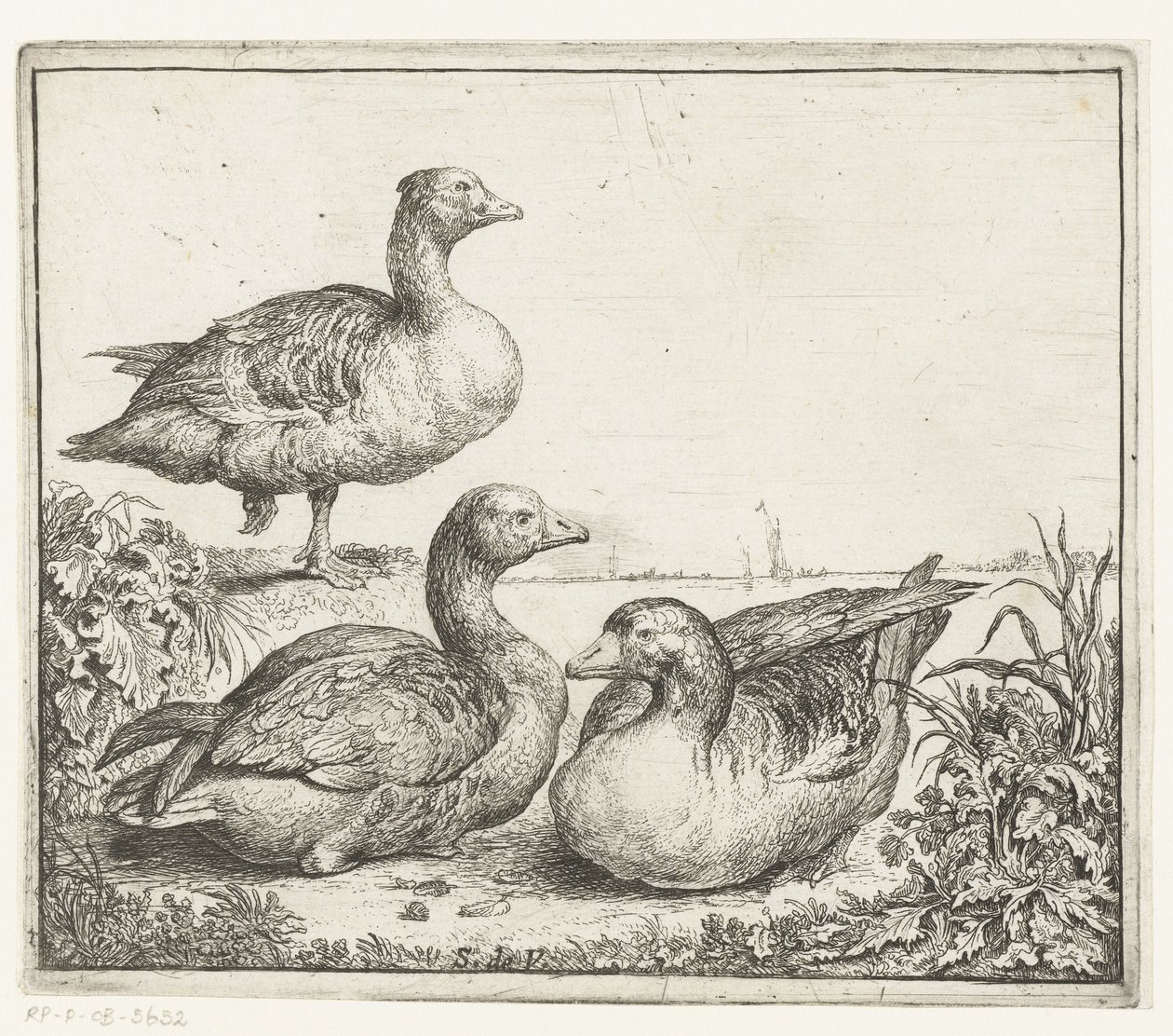 Three Geese by Simon de Vlieger