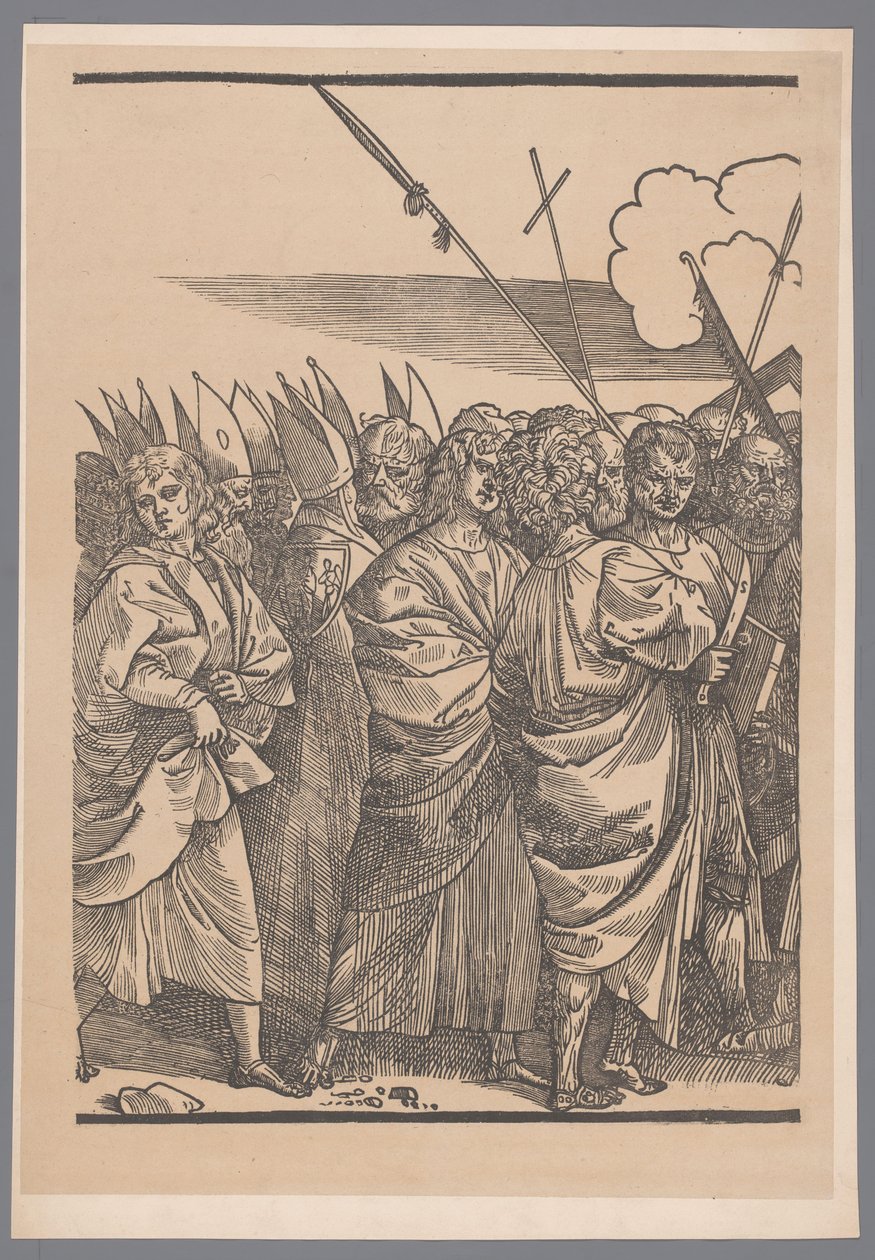 Reproduction of the third part of the print series The Triumph of Christ after Joos Lambrecht by Simonau and Toovey
