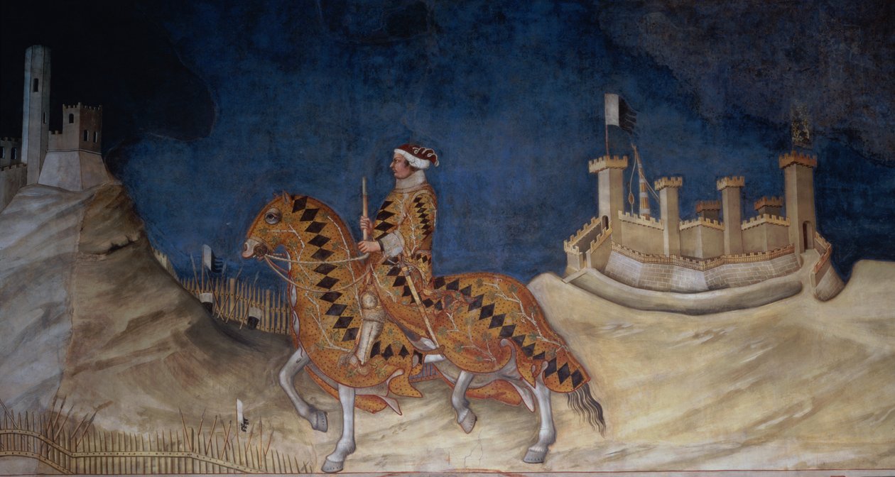 Commemoration of Guidoriccio da Fogliano at the Siege of Montemassi, from the Sala del Mappamondo, 1328 (detail) by Simone Martini