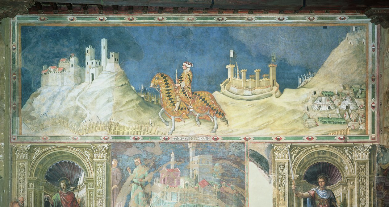 Commemoration of Guidoriccio da Fogliano at the Siege of Montemassi, from the Sala del Mappamondo, 1328 by Simone Martini