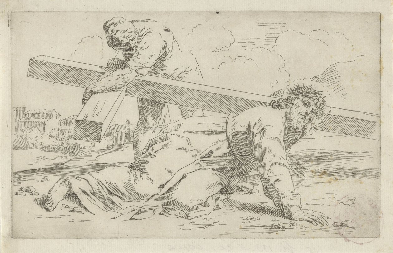 Christ Collapses Under the Weight of the Cross by Simone Cantarini