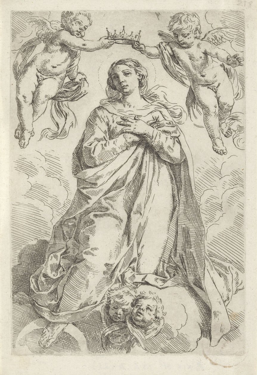 Coronation of Mary on Crescent Moon by Simone Cantarini