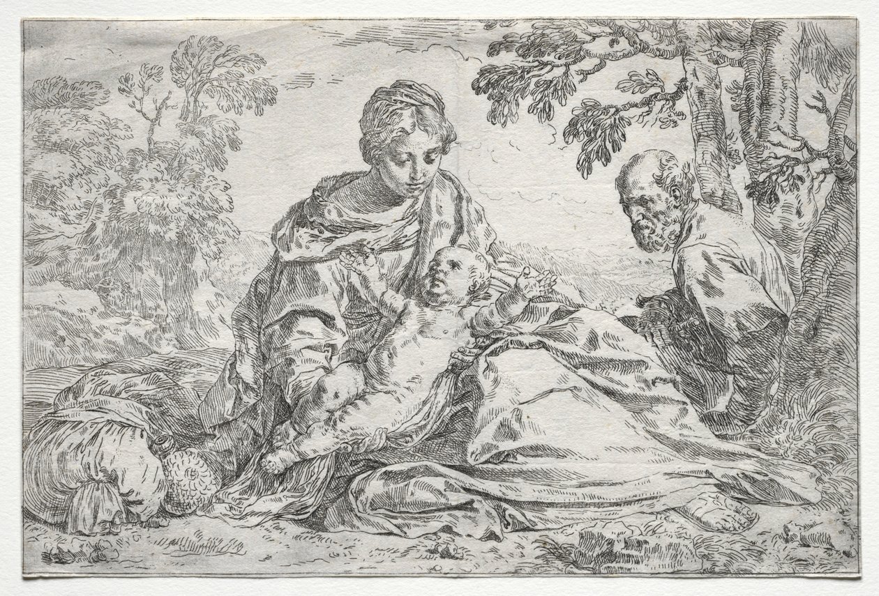 Rest on the Flight into Egypt by Simone Cantarini