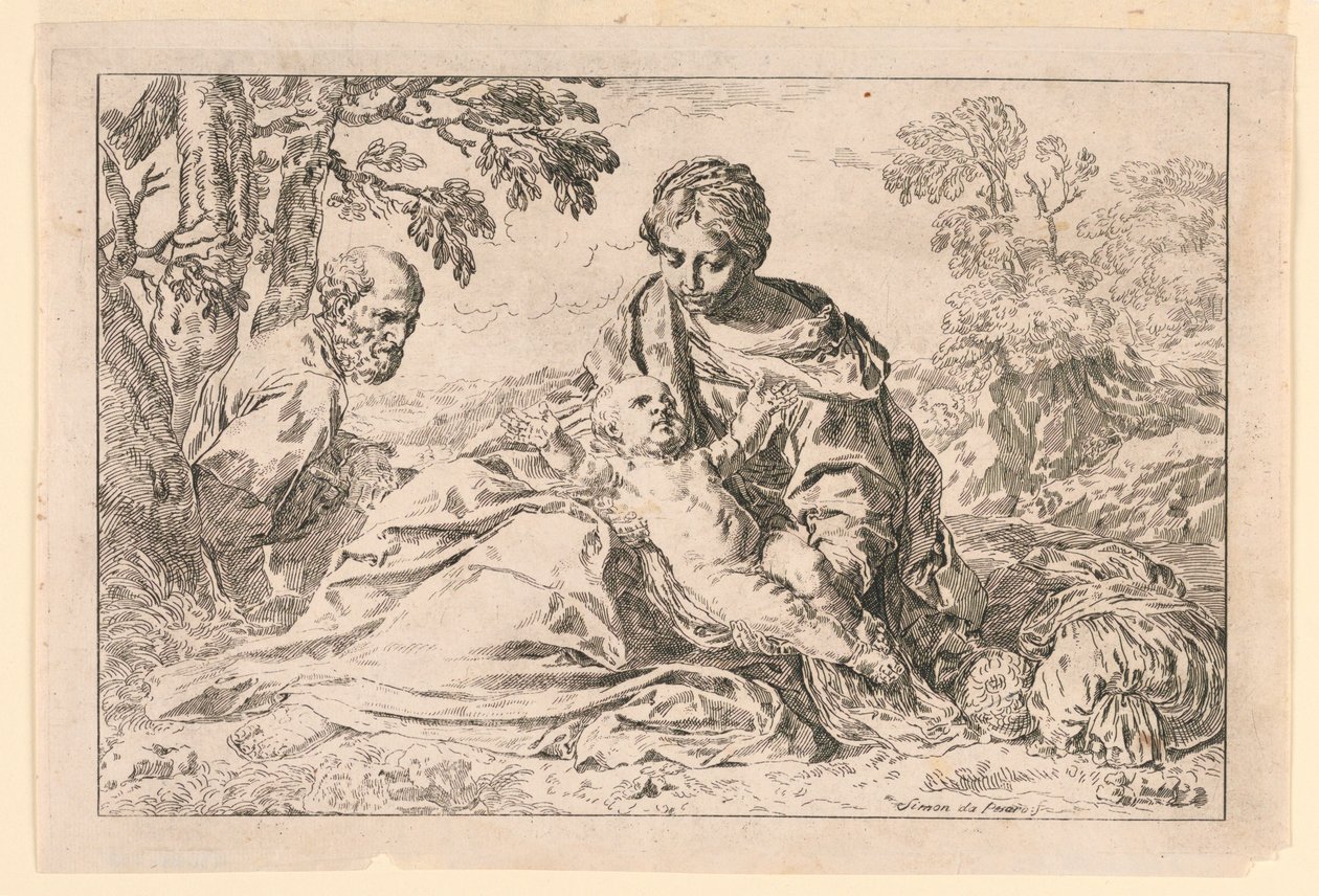 Rest on the Flight into Egypt by Simone Cantarini