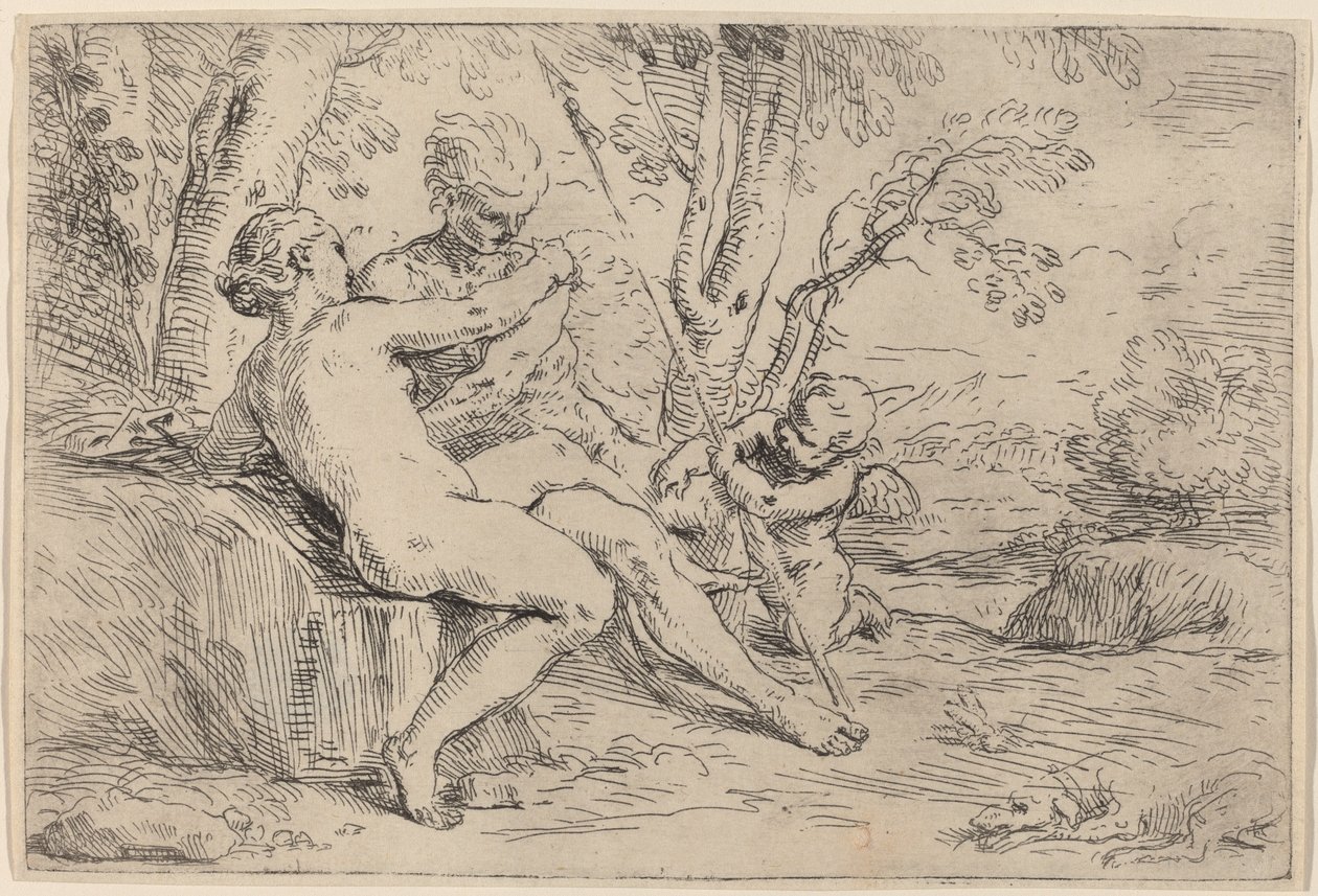 Venus and Adonis by Simone Cantarini