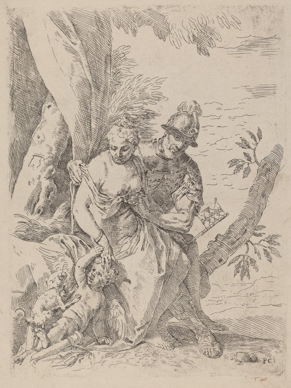 Mars, Venus and Cupid by Simone Cantarini after Veronese
