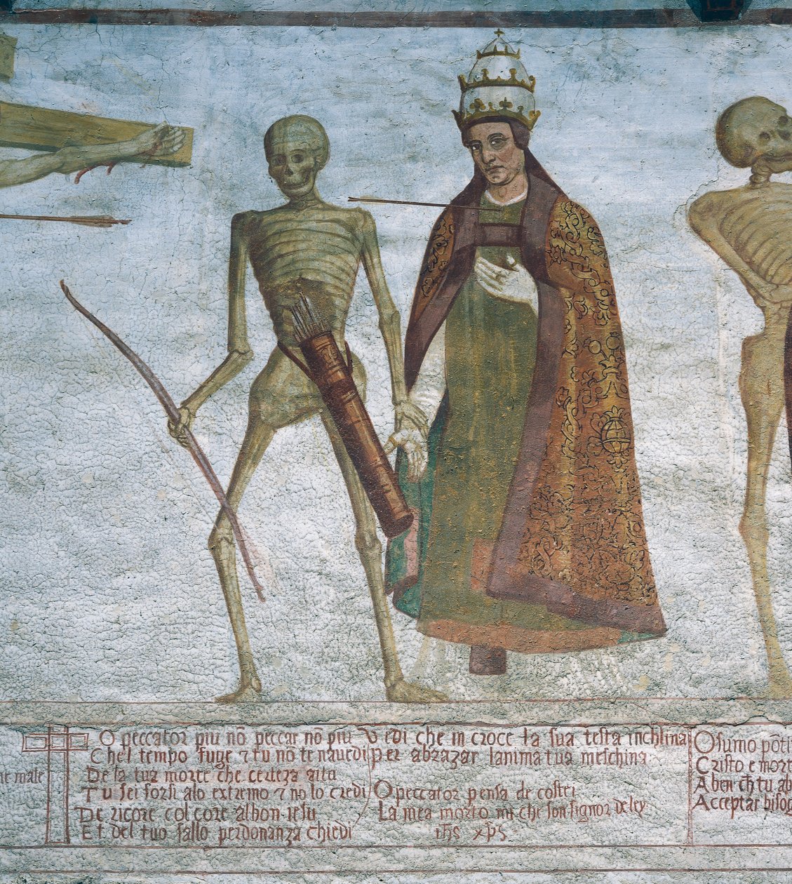 Death asking the Pope to dance (detail) by Simone II Baschenis