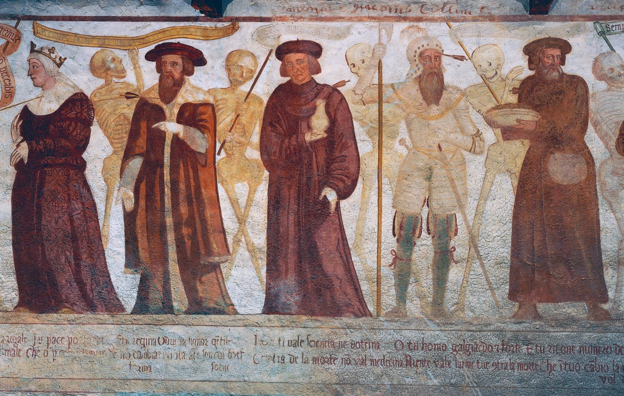 Death with the Queen, the Duke, the Doctor and the Rich Miser (detail) by Simone II Baschenis