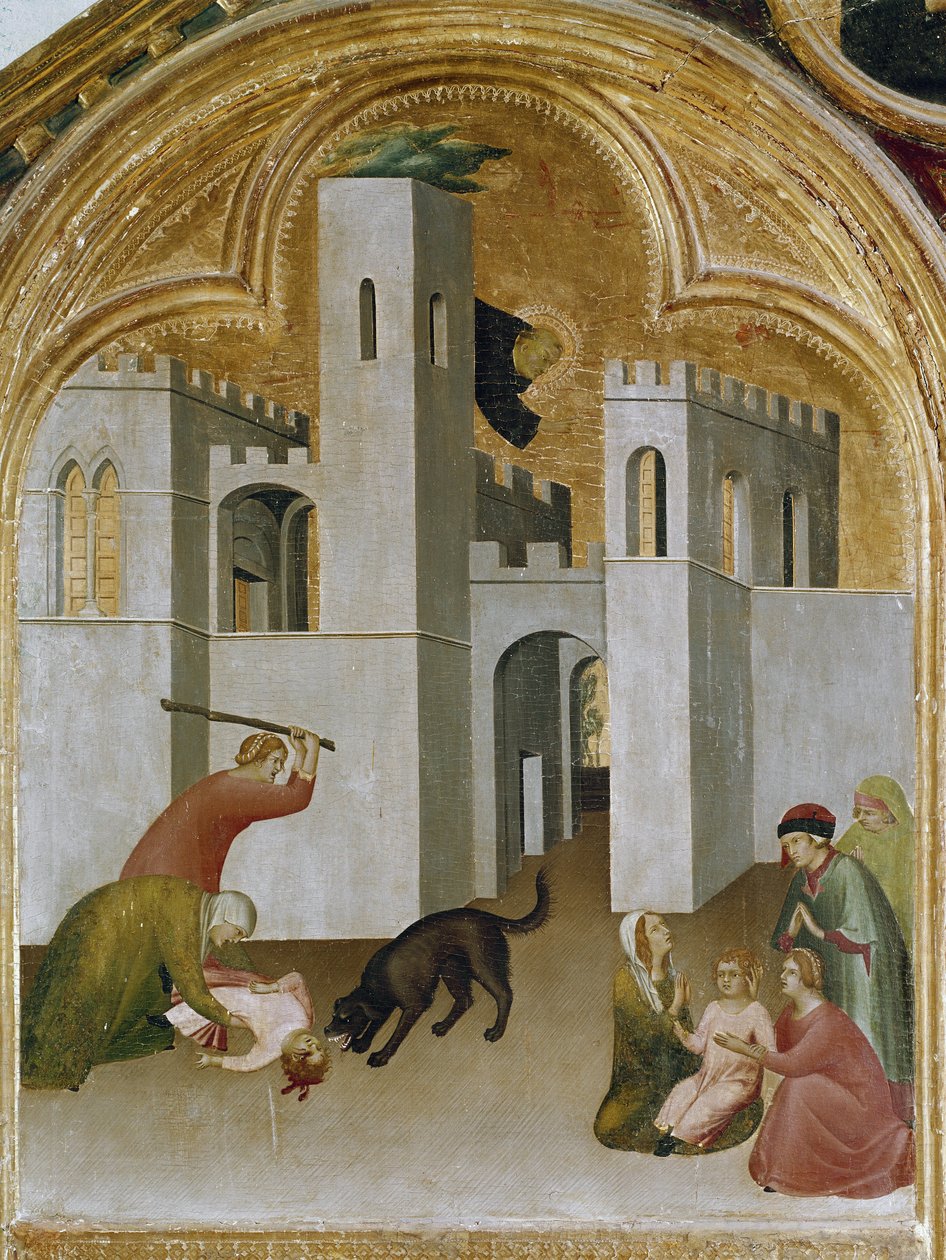 The miracle of the child grabs between the fangs of a wolf (detail) by Simone Martini