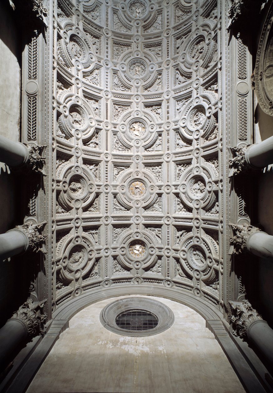 Interior view of the vaulted ceiling of the vestibule of the church by Simone del Pollaiolo by Simone del  Pollailo
