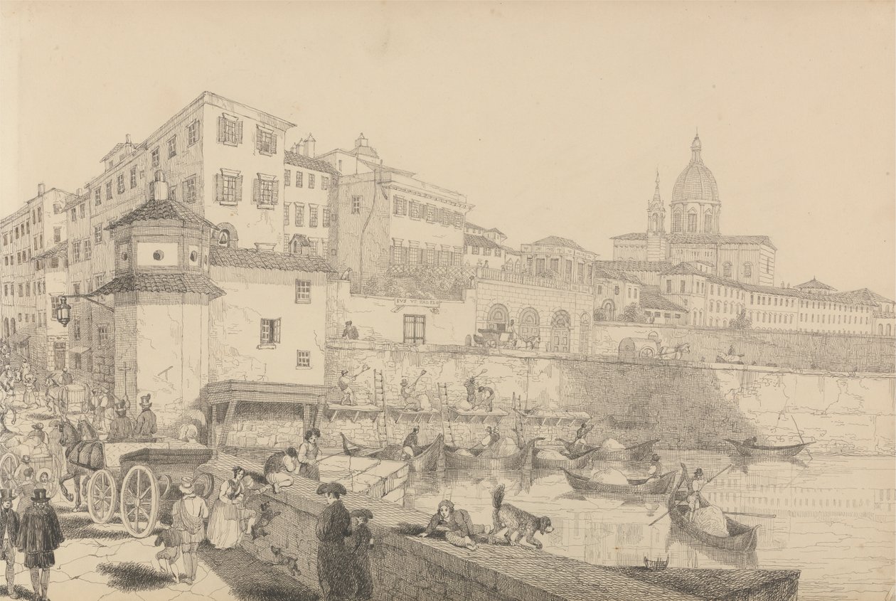 Album of 30 Views in the Tyrol and Italy: View of Casino Pecori on the Lung Arno, Residence of Sir Charles D
