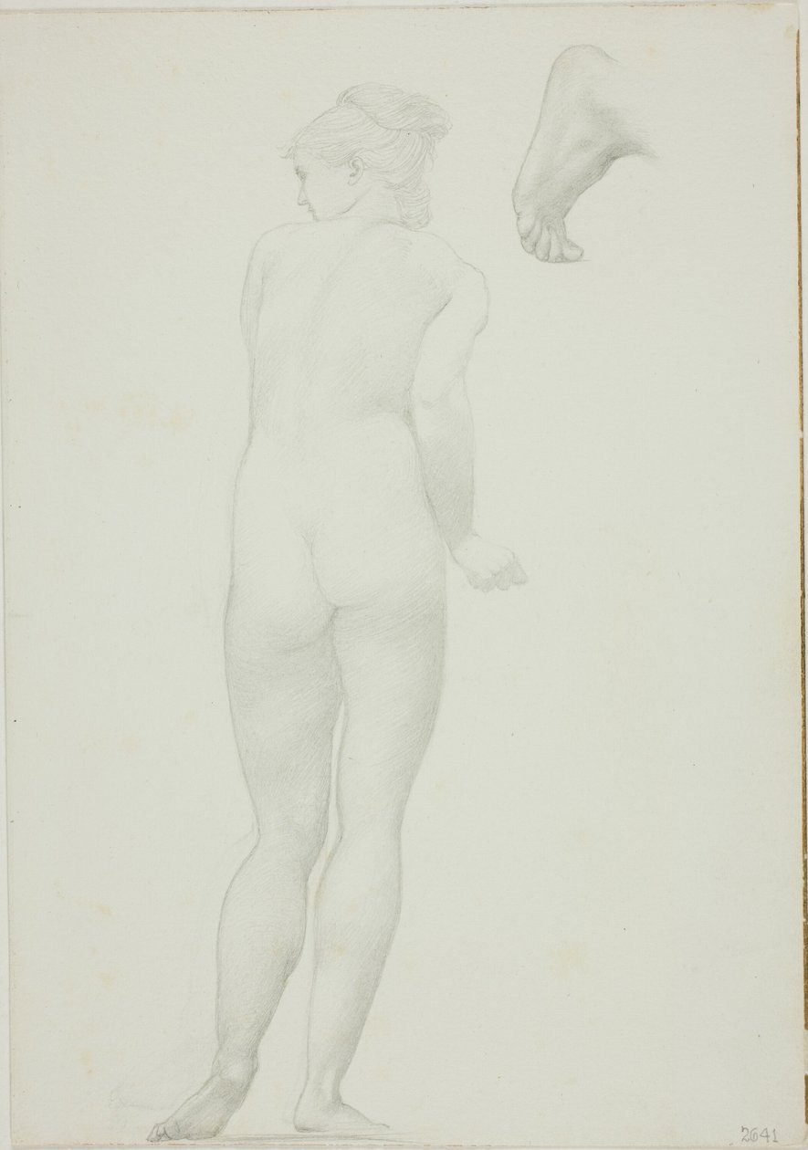 Backview of Standing Nude Woman and Sketch of a Foot by Sir Edward Burne Jones