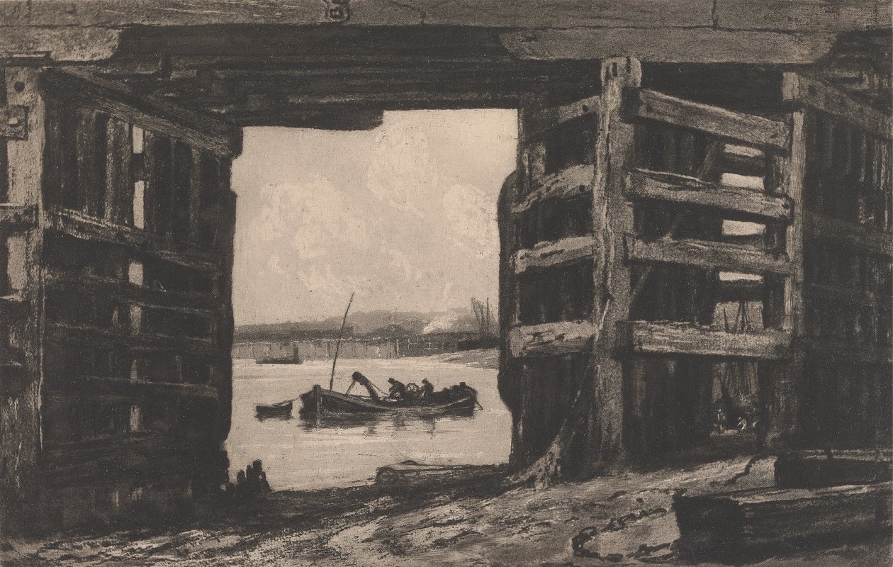 A Span of Old Battersea Bridge by Sir Frank Short