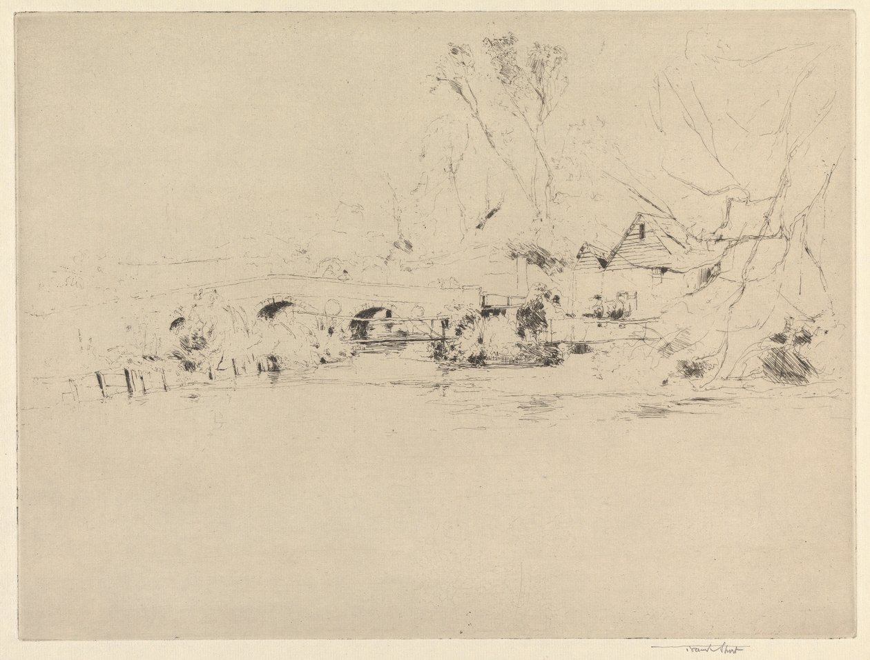Old Mill on the Wandle, at Mitcham by Sir Frank Short