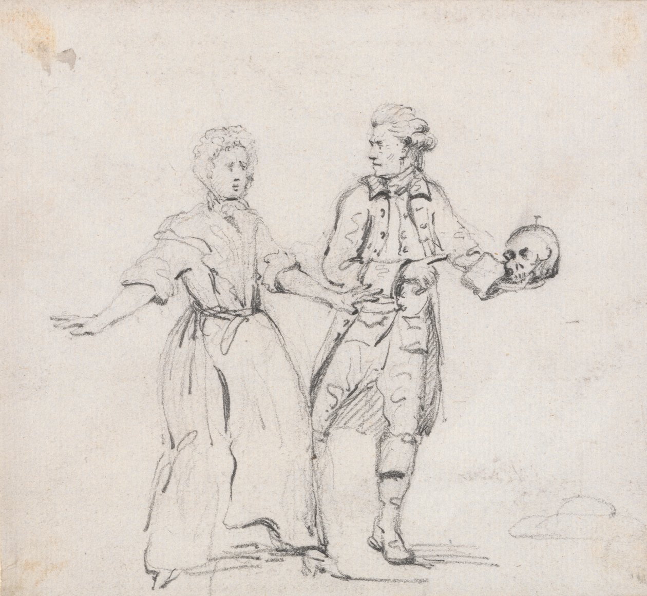 Two Figures with a Skull by Sir George Howland Beaumont seventh Baronet