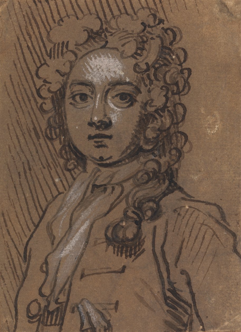 Portrait Bust of a Man in Full-Length Wig by Sir James Thornhill