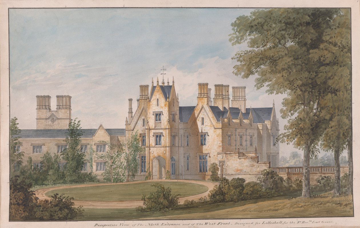 Lilleshall, Shropshire: View of the North Entrance and of the West Front by Sir Jeffry Wyatville