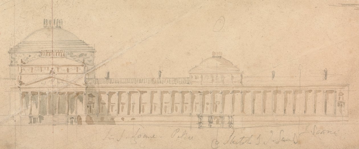 Sketch of a Half-Facade for a Royal Palace, Hyde Park, London by Sir John Soane