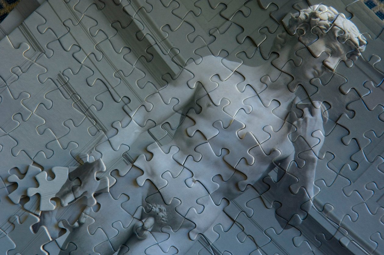 A jigsaw puzzle with Michelangelo