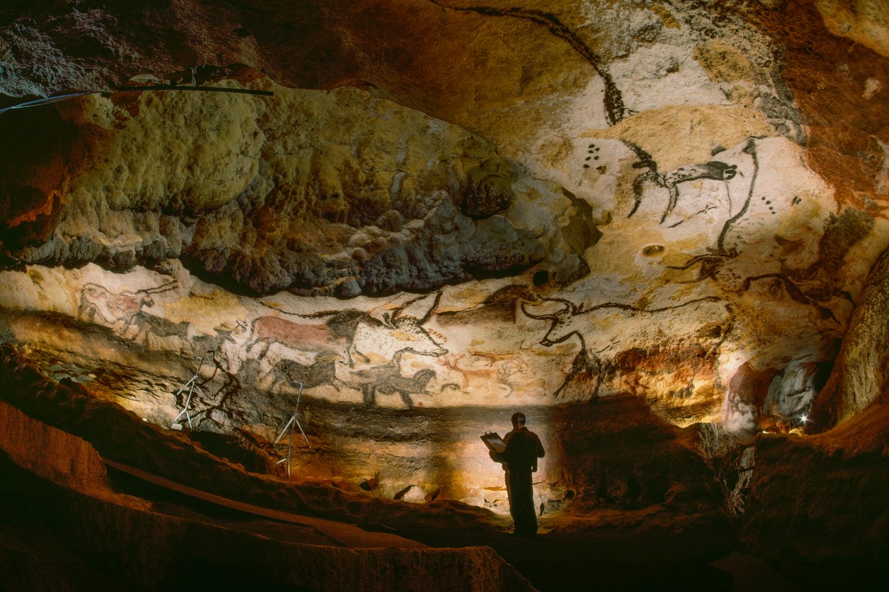 Hall of the Bulls crowd calcite walls in Lascaux Cave by Sisse Brimberg