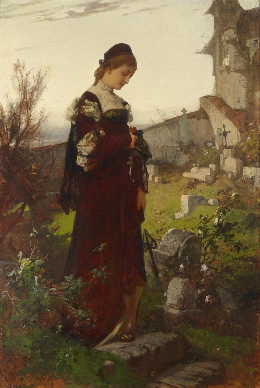 Girl in a Cemetery by Sándor Liezen Mayer